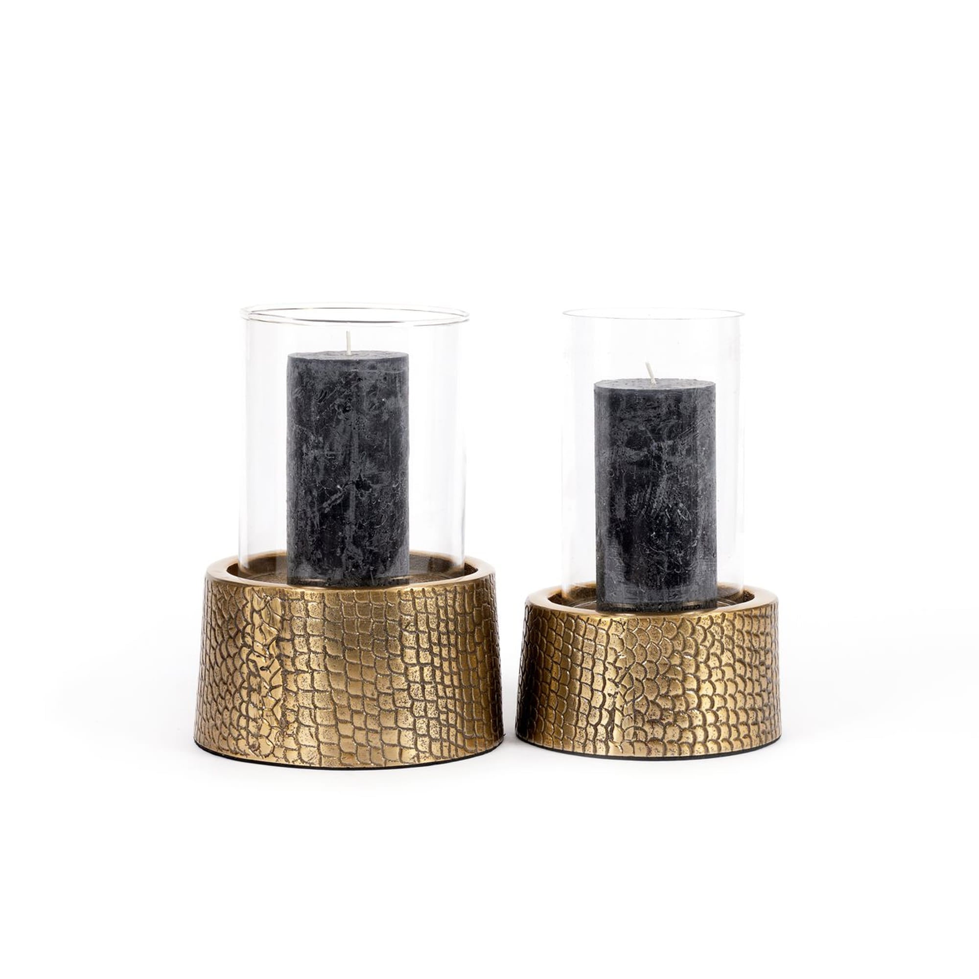 The Croco Candle Holder with Glass Brass L