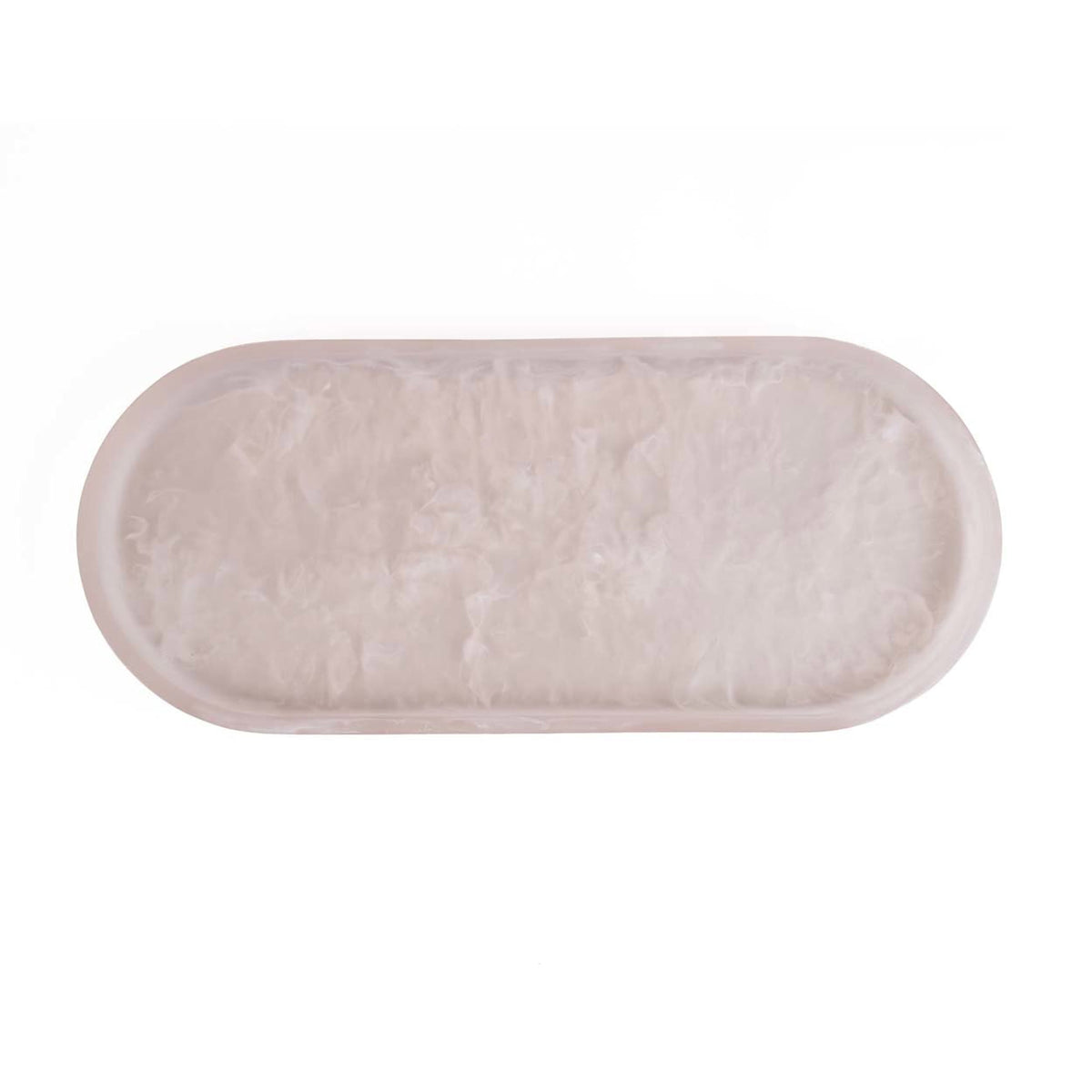 The Resin Oval Plate Pink, balta