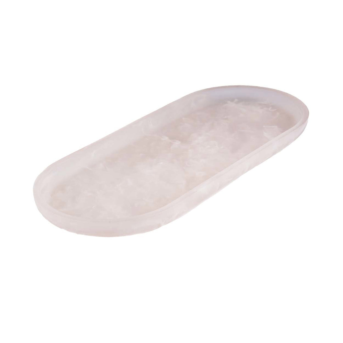 The Resin Oval Plate Pink, balta