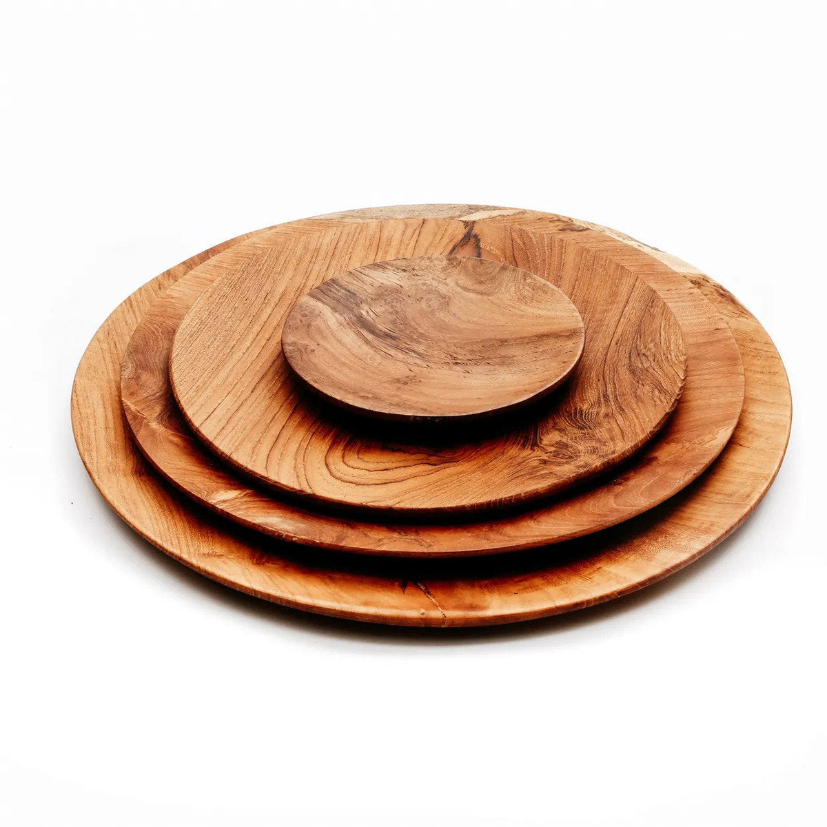 Teak Root apvali lėkštė M, natūralaus tikmedžio