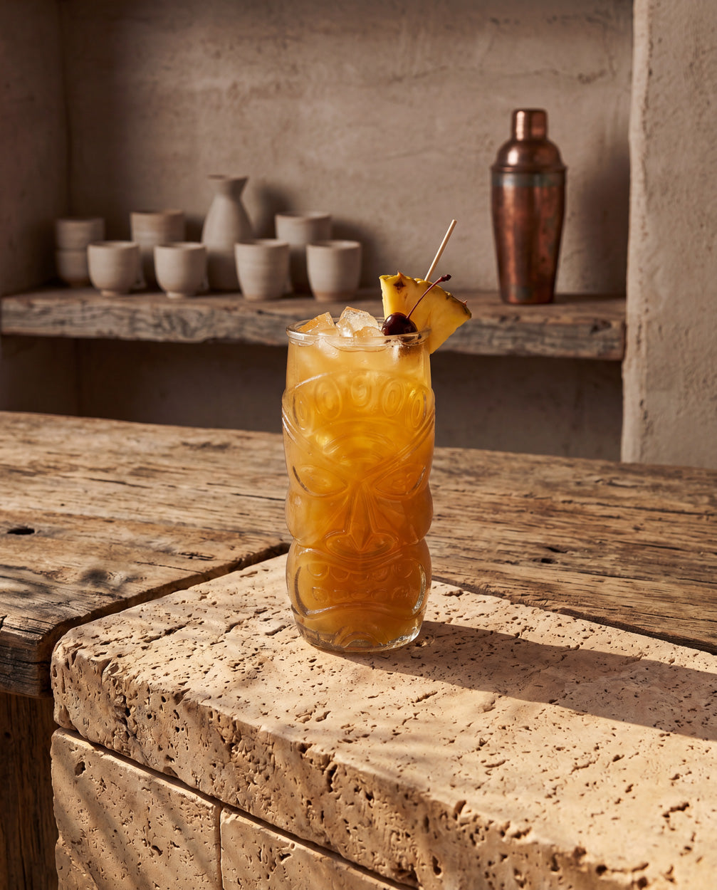 The Tiki stiklinė, mėlyna