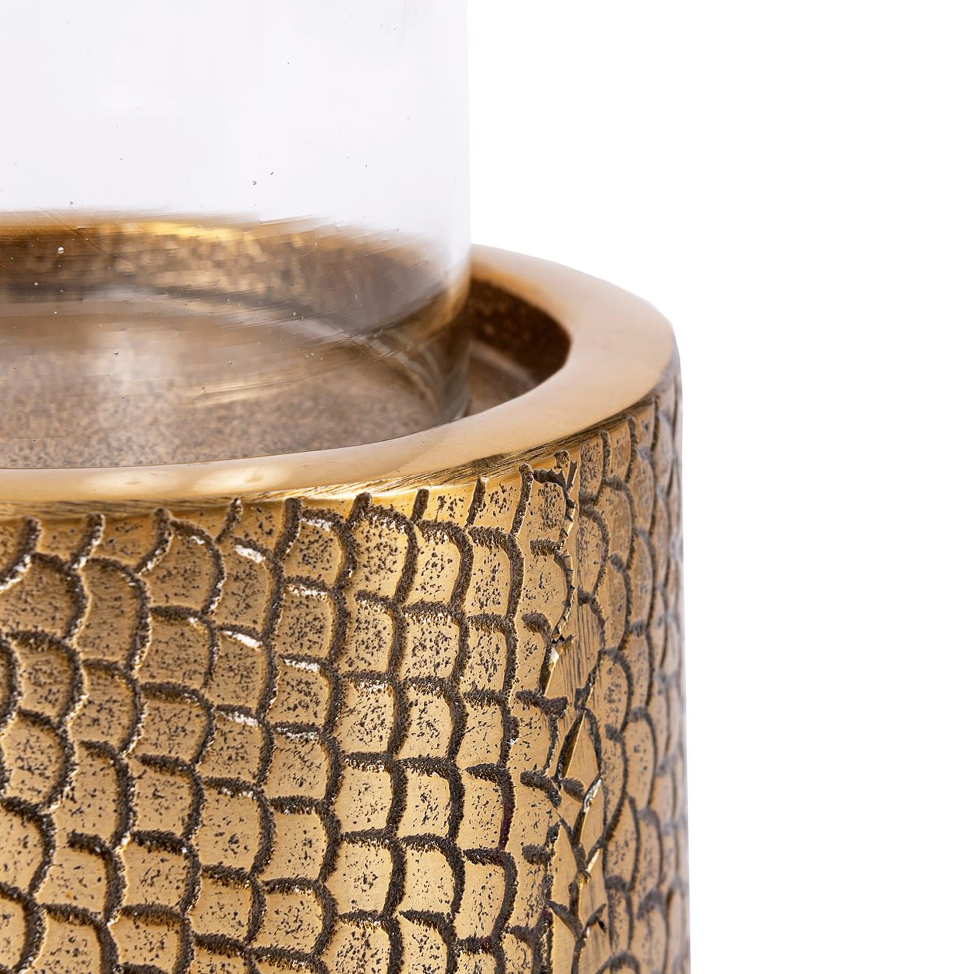 The Croco Candle Holder with Glass Brass L